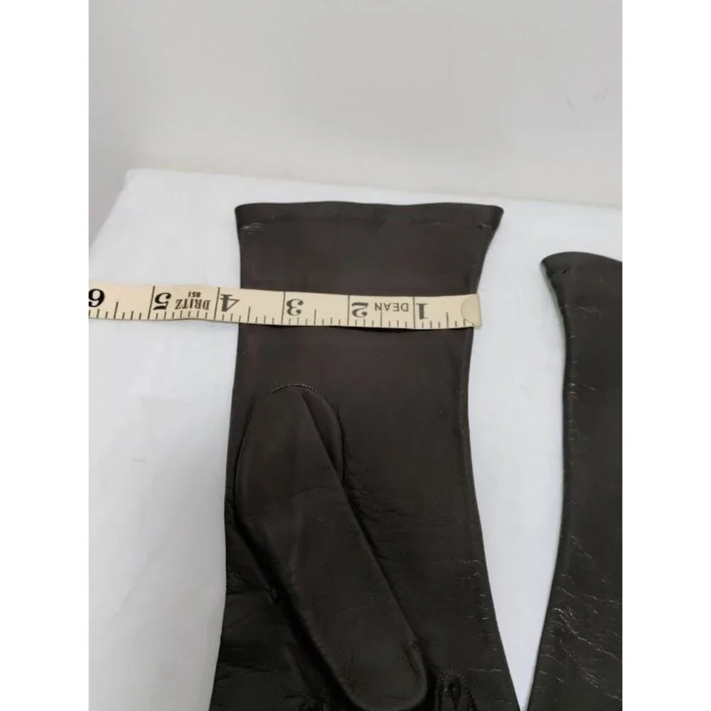 Neiman Marcus Brown Leather Gloves Silk Lined Luxury Vintage Equestrian Womens 7 - Picture 8 of 10